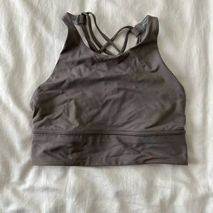 Grey Lululemon High Neck Free to be Wild Longline Bra